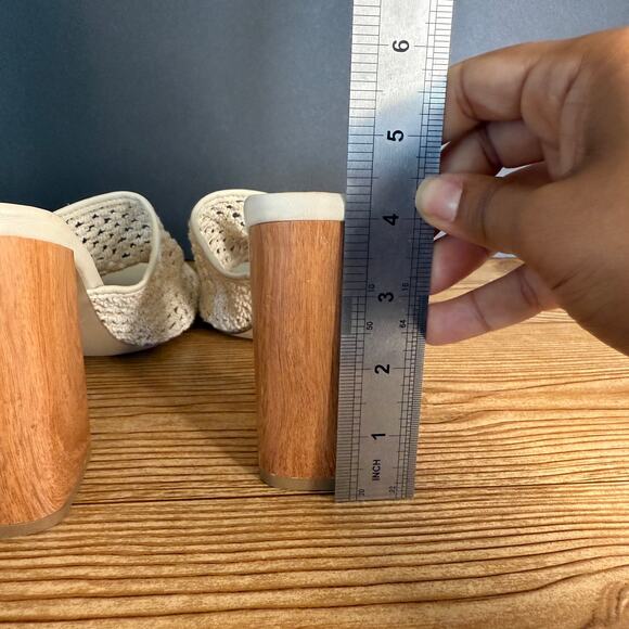 Steve Madden Cream Crochet Knit Block Heel Mules Womens 11 Cataleya - Picture 10 of 12